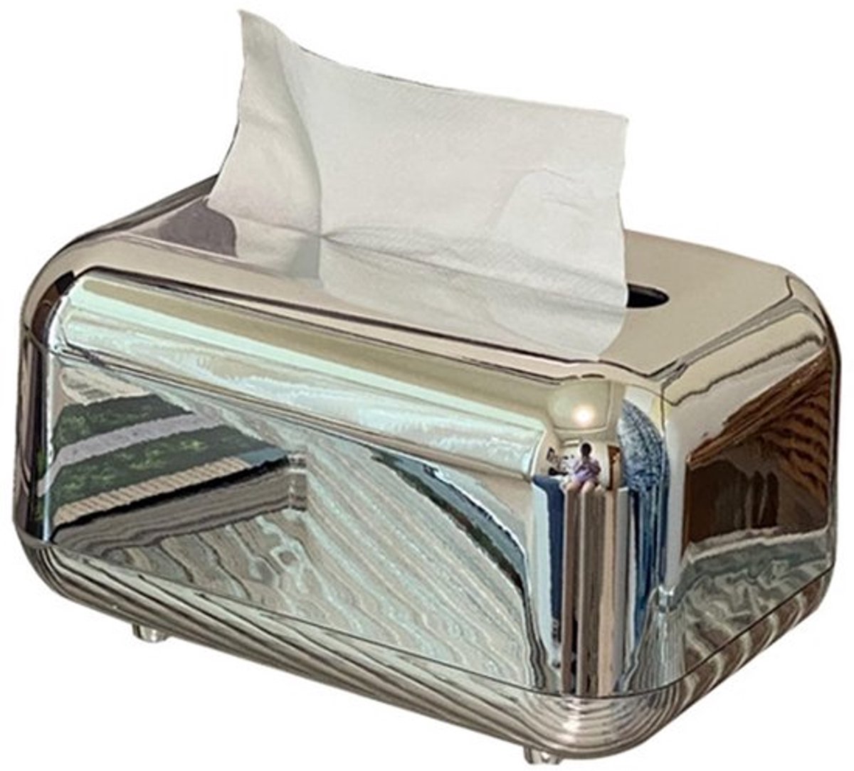 Tissueboxhouder Stijlvol Retro-Design - Zilveren Tissue Dispenser - Multifunctionele Organizer - Ruimtebesparend - Grote Capaciteit - Kunststofmateriaal - Tissuedispenser