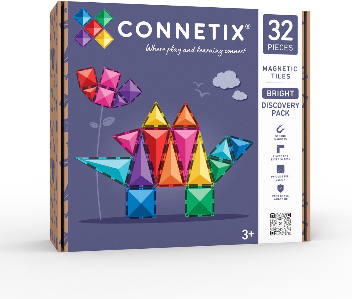 CONNETIX - Magnetisch Tegels - Bright Ontdekkingspakket - 32 Stuks - Magnetisch Speelgoed