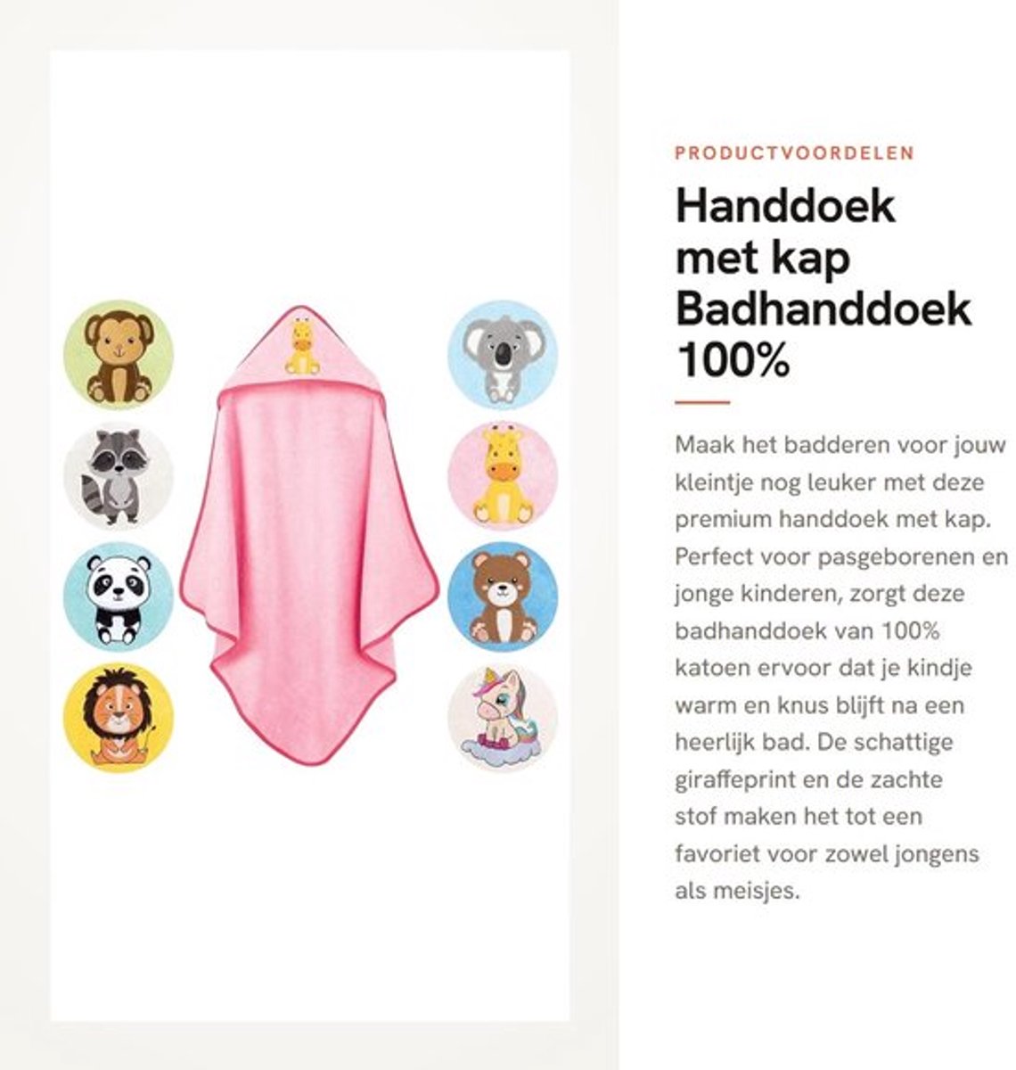 Handdoek met Kap - 100% Katoen - OEKO-TEX - Babyhanddoek - Badhanddoek - Luxe Zachtheid - 80x80 cm - Badponcho