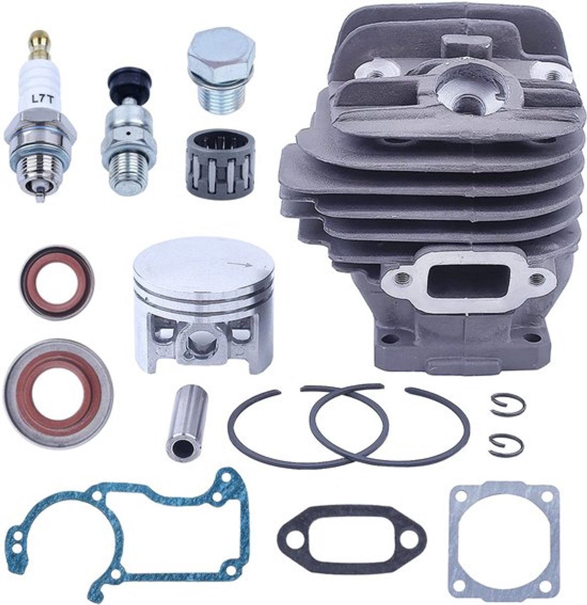 Cilinder Zuiger Set - Motoronderdelen Kettingzaag - Kettingzaag Reparatie - Nikasil Gecoat - 44.7mm Diameter - Goudkleurig