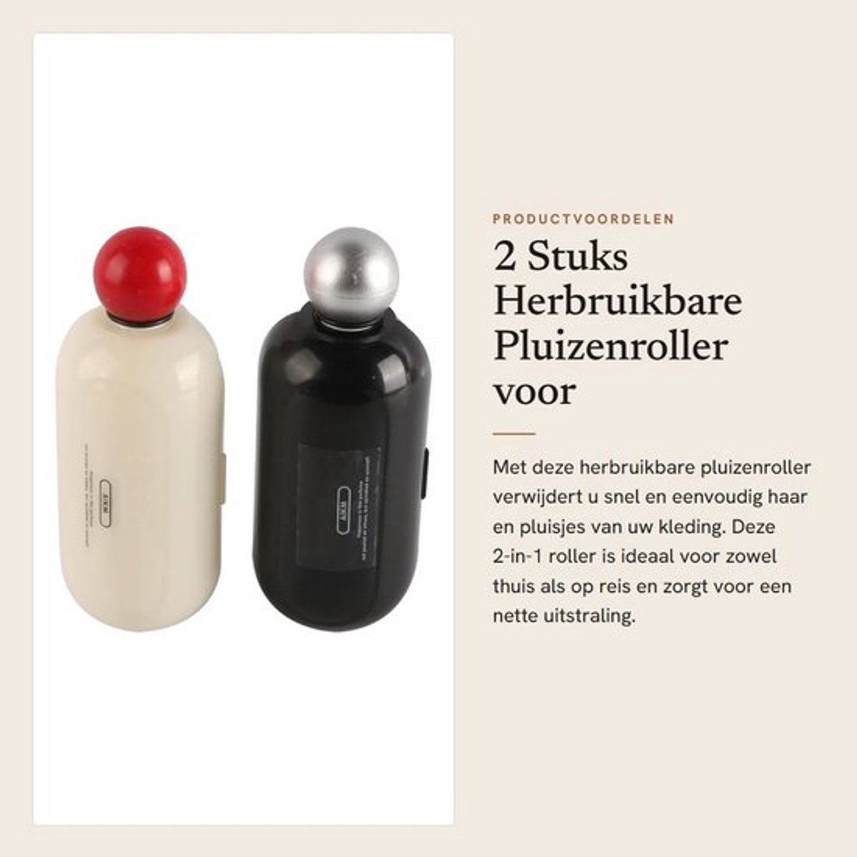 Pluizenroller Herbruikbaar - Kledingroller - Draagbaar - Pluizenborstel - Lichtgewicht - 15/25 cm telescopisch - Pluizenverwijderaar
