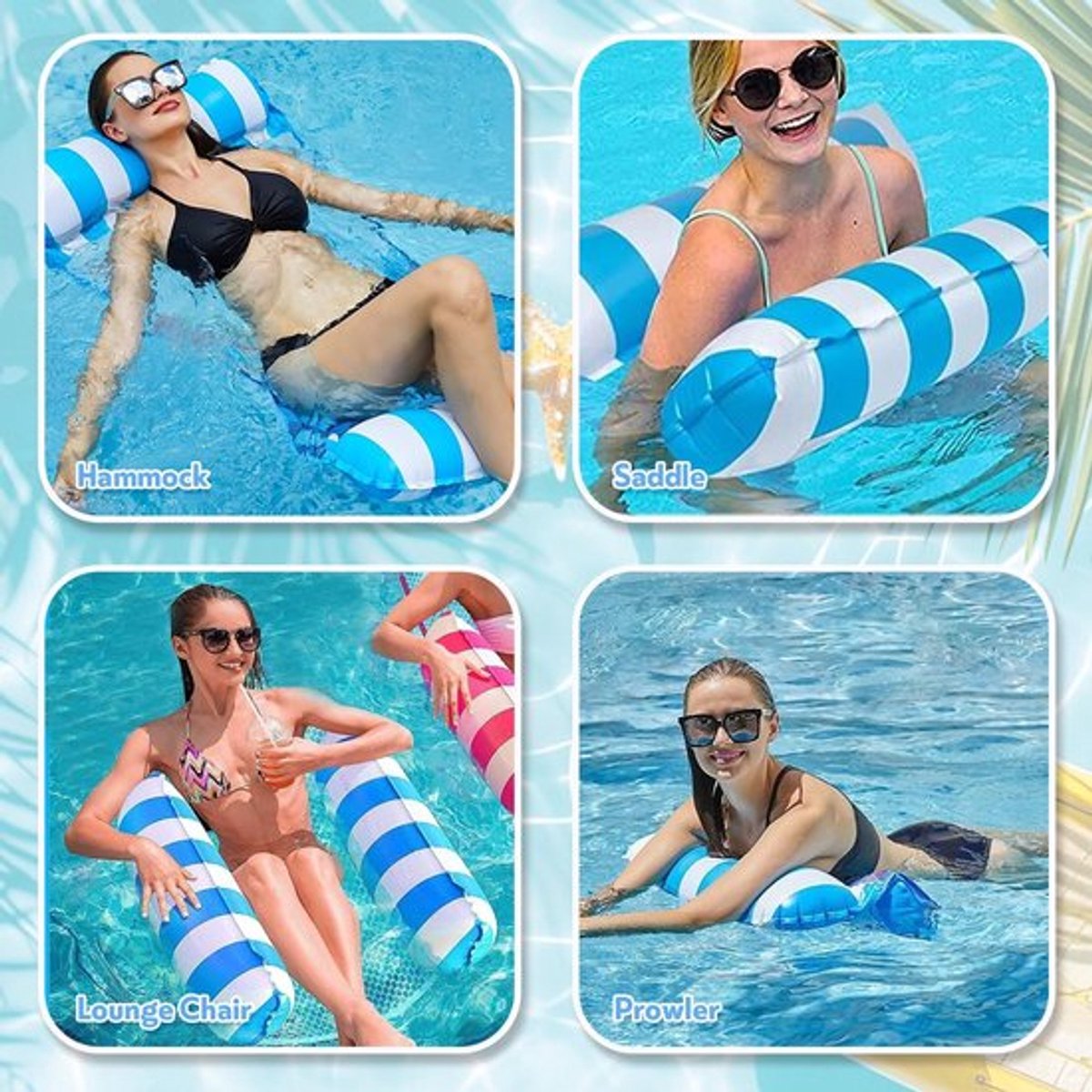 Luchtbed 4-in-1 Set - 2 Waterhangmatten - 2 Bekerhouders - Handpomp - Draagbare Opbergtas - Duurzaam PVC - Luchtmatras