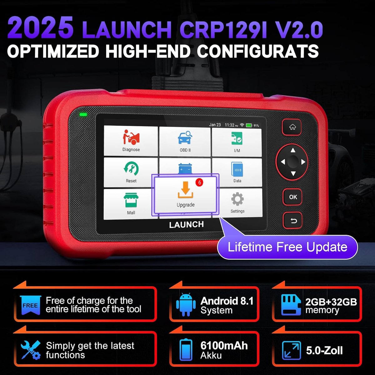 OBD2 Scanner - OBD - Uitleesapparatuur Auto - Diagnosecomputer - Storing Verwijderen - Auto Accessoires - Auto Uitlezen - 12 Reset Services - Systeem Scanner - 5" Touchscreen thumbnail 6