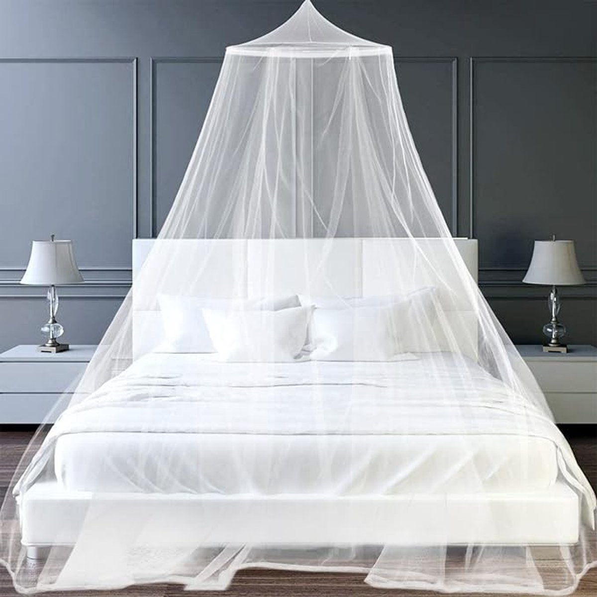 Klamboe voor tweepersoonsbed - Fijnmazig muggennet met ophangmateriaal - 0,6 x 2,5 x 10,5 m