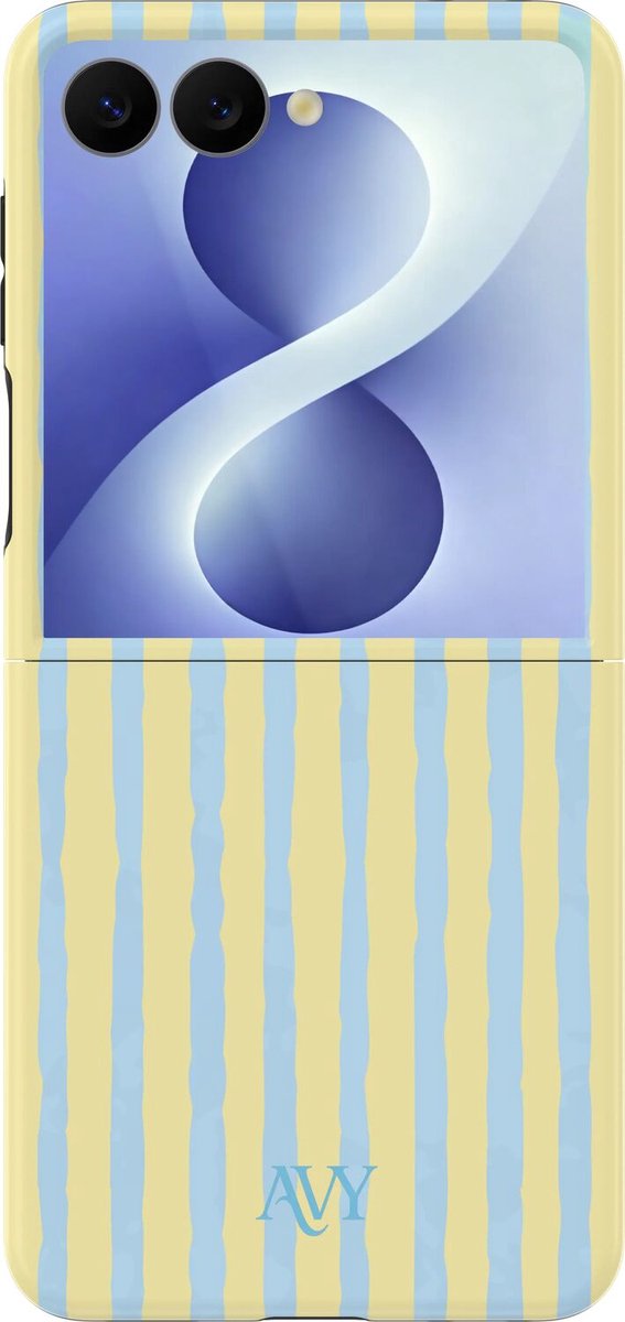 AVY Hoesje geschikt voor Samsung Galaxy Z Flip 8 | Lemon Sky | Strepen | Blauw & Geel | Hard Shell Back Cover | Compatibel met MagSafe & Qi2