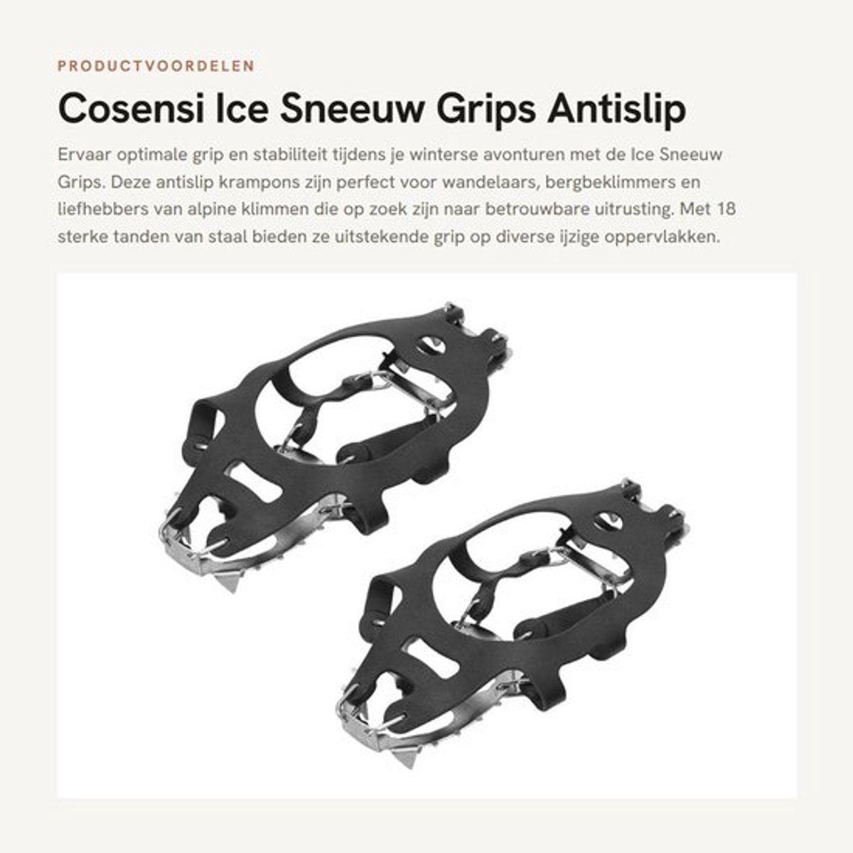 Sneeuwgrips 18 Tanden - Krampons - Antislip - Sterk Stalen Systeem - Lichtgewicht - Voor Wandelen en Bergbeklimmen