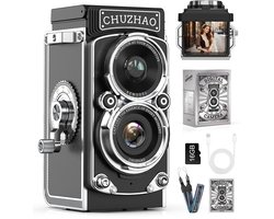 SnelShoppen - Kriogor Retro Mini Digitale Camera 1080p FHD Video, 12 MP Autofocus Vintage Camera met 16 GB Geheugenkaart voor Beginners, Kinderen, Tie