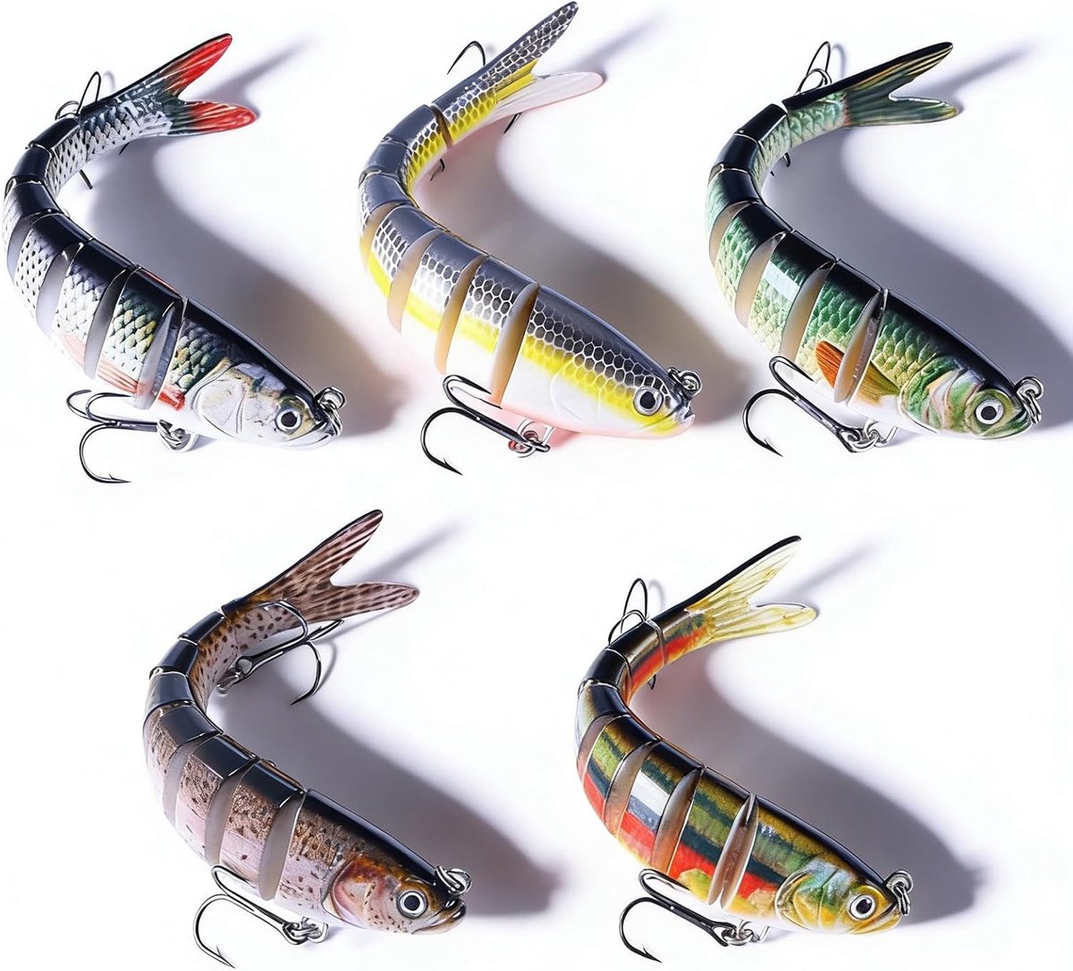 SnelShoppen - 5 stuks kunstaas snoek 13,7 cm wobbler swimbait voor zoet en zout water, baars en snoekaas, mannen familievisuitrusting, cadeau voor vis