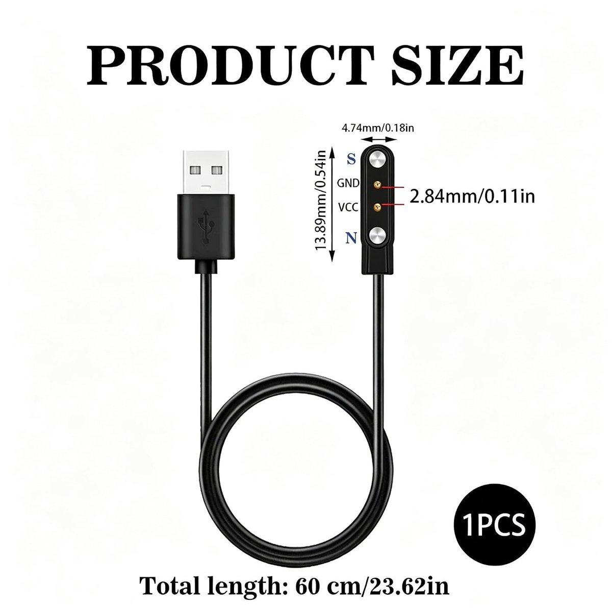 Magnetische USB Oplaadkabel voor Smartwatch, Slimme Bril en Fitness Tracker - Snelle Oplading met Magnetische Plug, Geschikt voor Diverse Apparaten