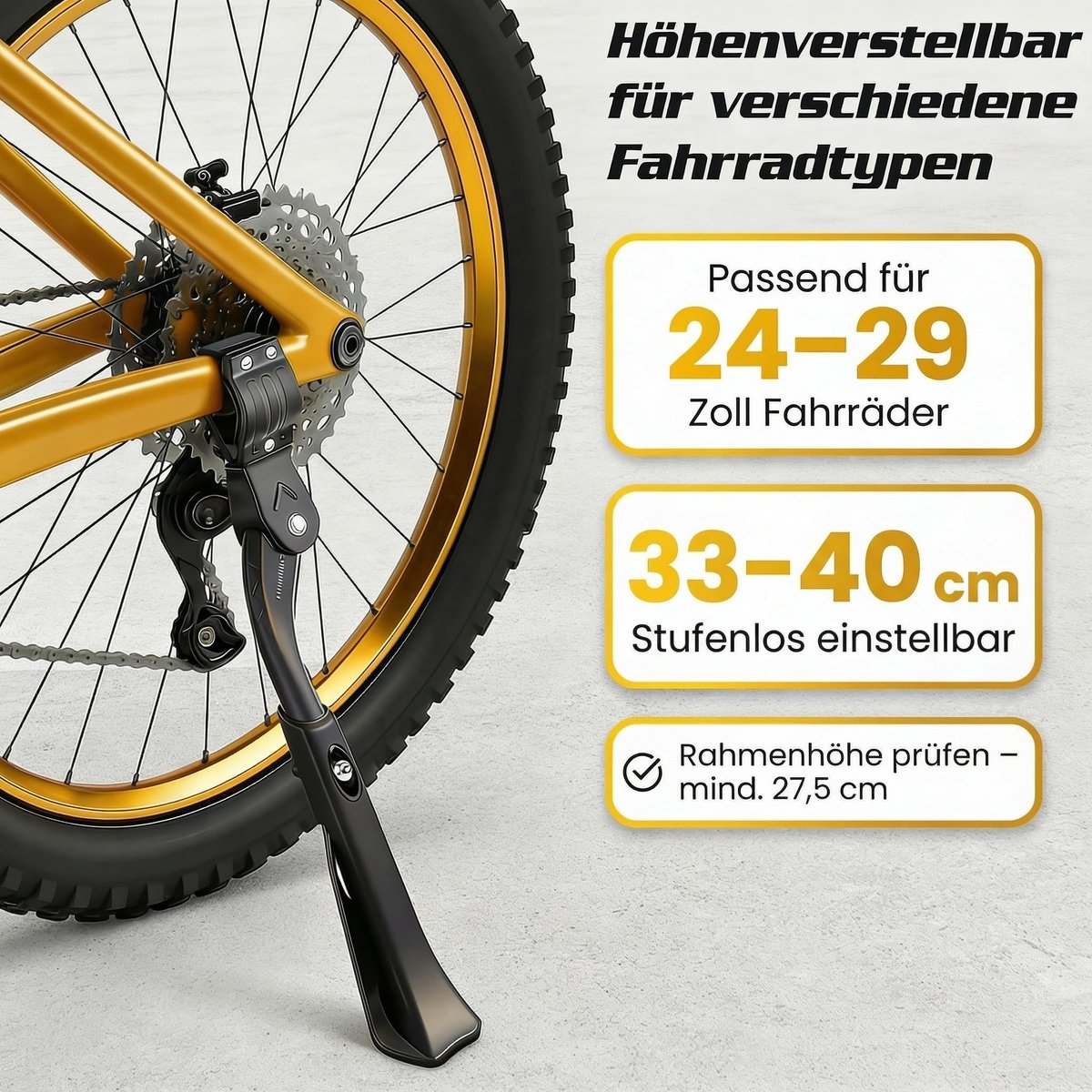 SnelShoppen - Professionele Fietsstandaard 24-29 Inch, Extra Stabiel, Tot 45 kg Belastbaar | Fietsstandaard voor Mountainbike, E-bike en Stadsfiets |