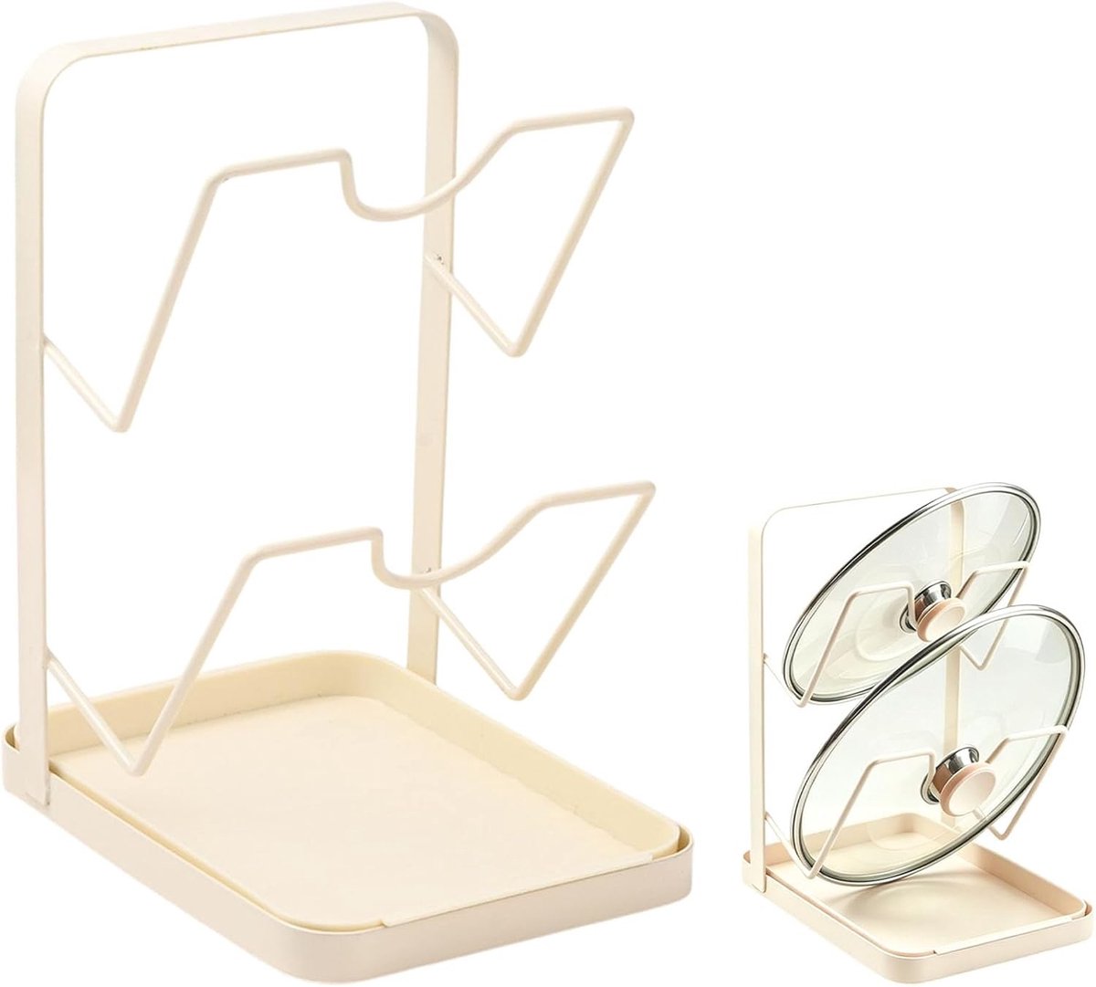Pot Deksel Houder Organizer Rack voor Keuken - Opslag voor Pot Covers en Lepels met Koolstofstaal, Ideaal voor Kookplaat en Keukenblad