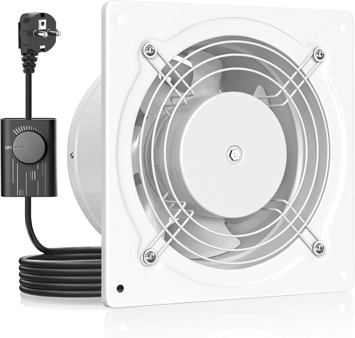 Stille 150 mm afzuigkap met terugslagklep, snelheidsregelaar en aansluiting voor industriële ventilatie in keuken, garage, kelder en kantoor