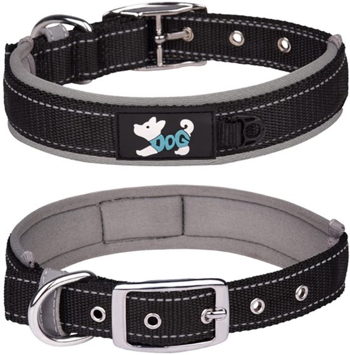 Hondenhalsband Verstelbaar - Zachte Neopreen - Reflecterende Huisdierhalsband - Nylon - Geschikt voor Grote Honden - Maten: L/XL - Halsband