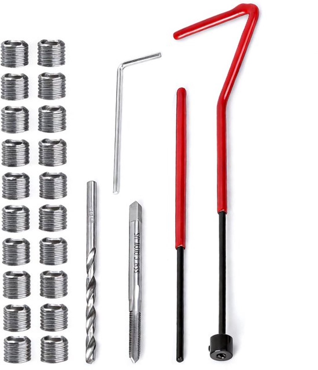 Draad Reparatie Insert Kit - 25 Stuks - Kosteneffectief - Betrouwbare Prestaties - Metaal - Transparante Plastic Doos - Draadreparatieset