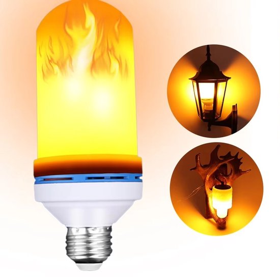 4 stuks LED-vlamlampen E27 – Vlam-effect (ook voor omgekeerde montage) – Vintage decoratieve lamp — afbeelding 4