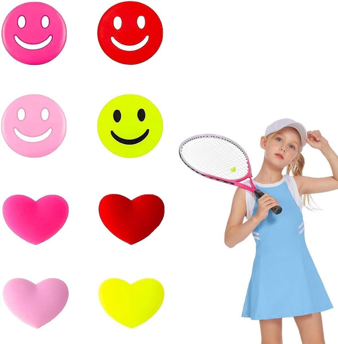 Tennis Demper Set van 8 Stuks, Silicone Shock Absorbers voor Rackets, Vermindert Vibraties en Verhoogt Speelplezier, Geschikt voor Diverse Kleuren en Formaten