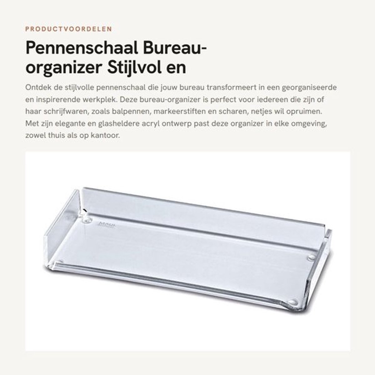 Pennenhouder Stabiel - Bureau Organizer - Acryl - Desk Organizer - Pennenbakje - Meubelvriendelijk - Compact Ontwerp - Bureauorganizer