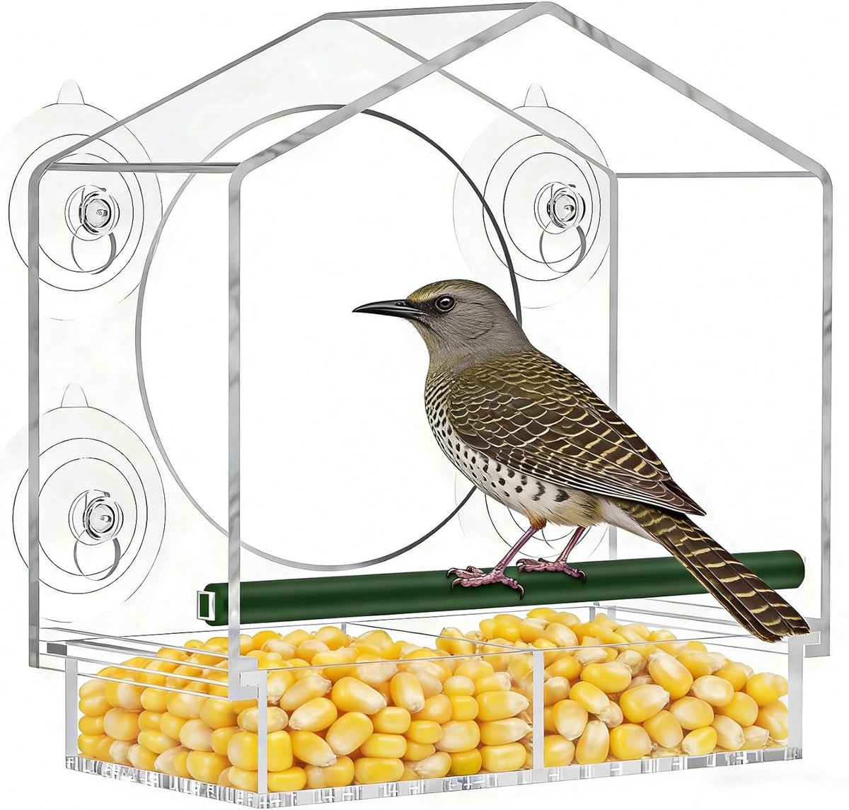 SnelShoppen - Acryl Vogelhuisje voor Ramen, Transparant Vogelvoederhuis met Sterke Zuignappen, Afneembaar en Wasbaar, Geschikt voor Kleine Wilde Vogel