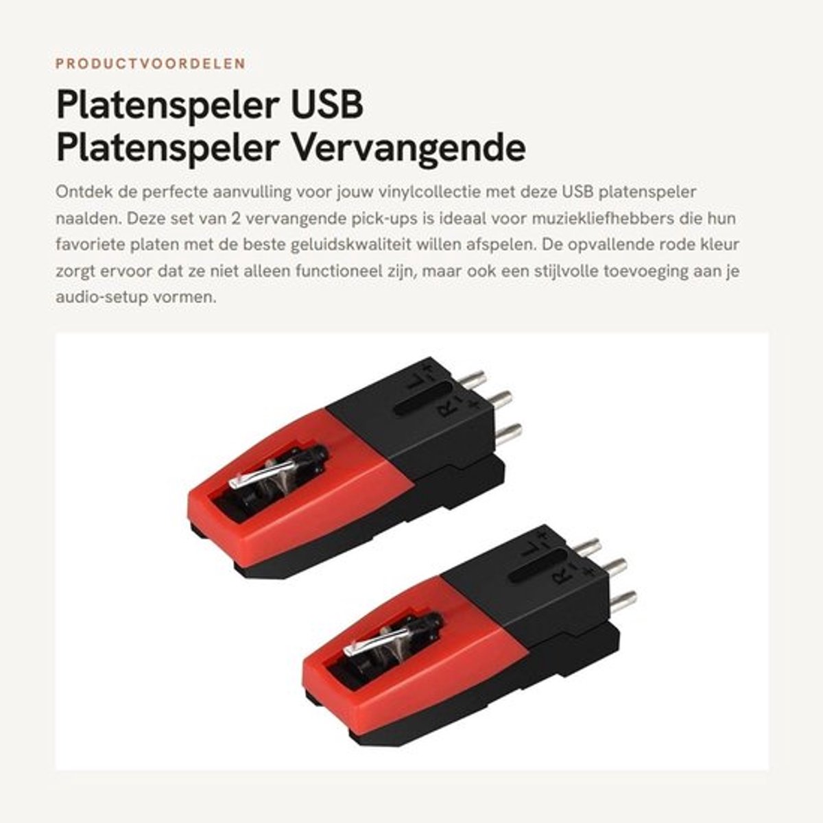 Platenspeler - USB Platenspeler - Vervangende naald - Rood - Vinyl Platenspeler - Geschikt voor muziekliefhebbers - 2 stuks