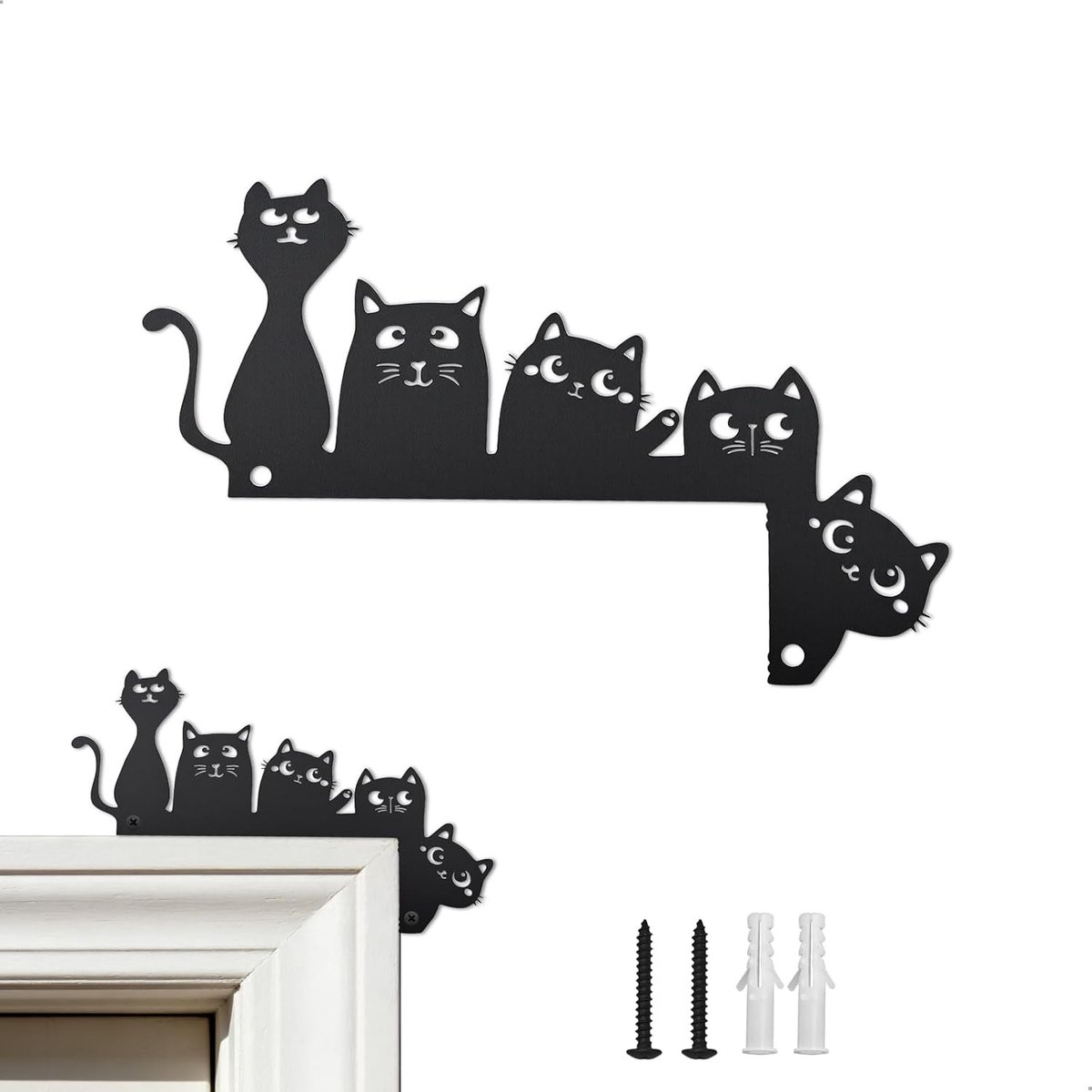 Metalen Decoratie voor Deurkozijn met Zwarte Kat - Wanddecoratie voor Entree, Woonkamer en Slaapkamer, Geschikt voor Binnen en Buiten