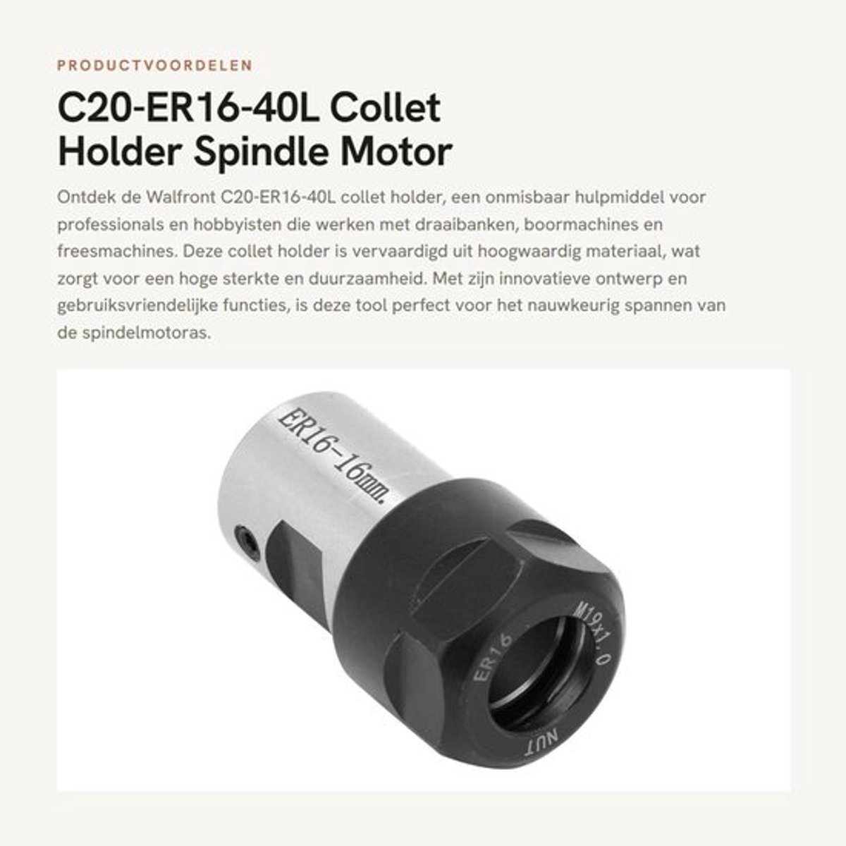 C20-ER16-40L Collet Holder - Spindle Motor Wave Clamp Tool 16mm