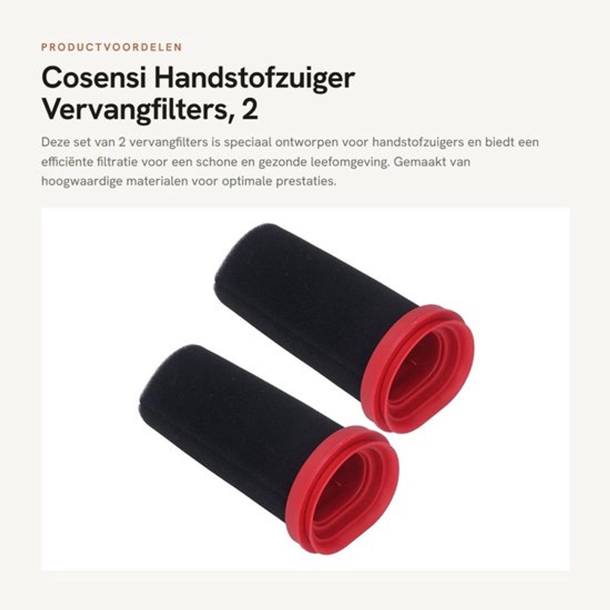 Filter Hoge Efficiëntie - Vervangingsfilter 2 Pack - Handstofzuiger Onderdelen - Geschikt voor BBH3Z0025 - ABS Materiaal - Vermindert Stof en Pollen - Stofzuigerfilter