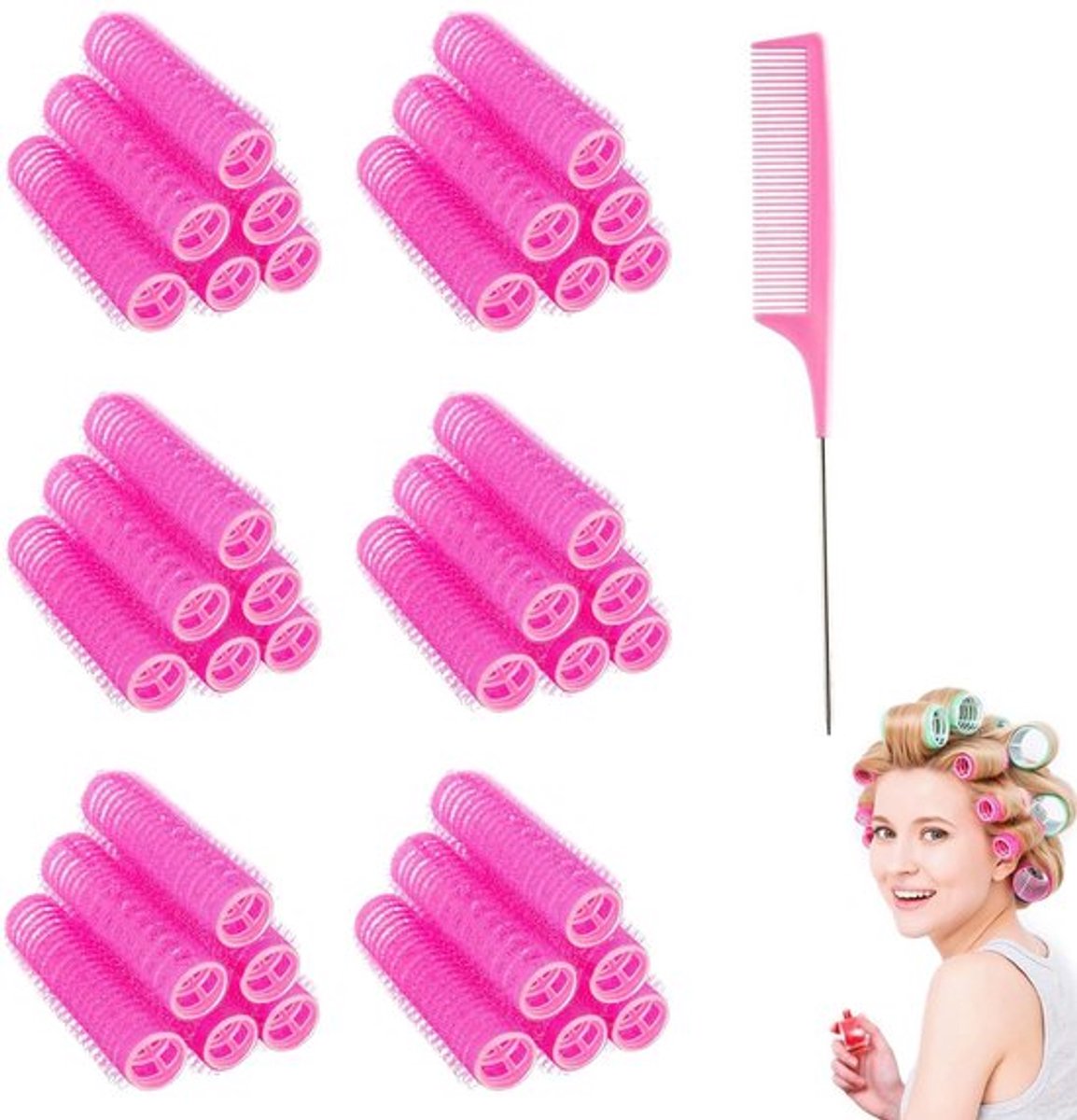 Mini-Krulspelden 36 Stuks - Zelfklevende Haarrollers - Hoogwaardig Nylon - Kappers/Salon - Comfortabel - Levendige Kleuren - Haarkrullers