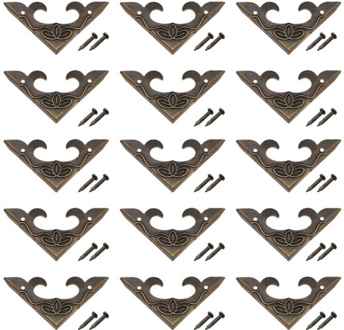 Hoekbeschermer Antiek - 40 Stuks - Metalen Hoekbeschermers - Retro Design - Decoratieve Rand - Inclusief Schroeven - 30 x 30 x 4,5 mm - Boekenhoekbeschermer