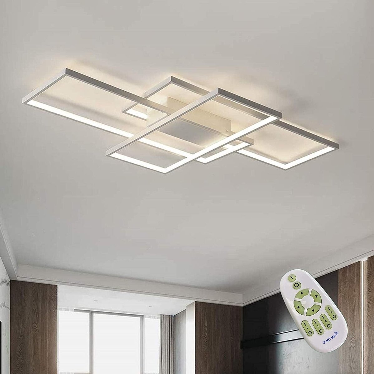 LED Plafondlamp Dimbaar 80CM - Moderne Rectangles - Met Afstandsbediening - Perfect voor de Woonkamer - SnelShoppen