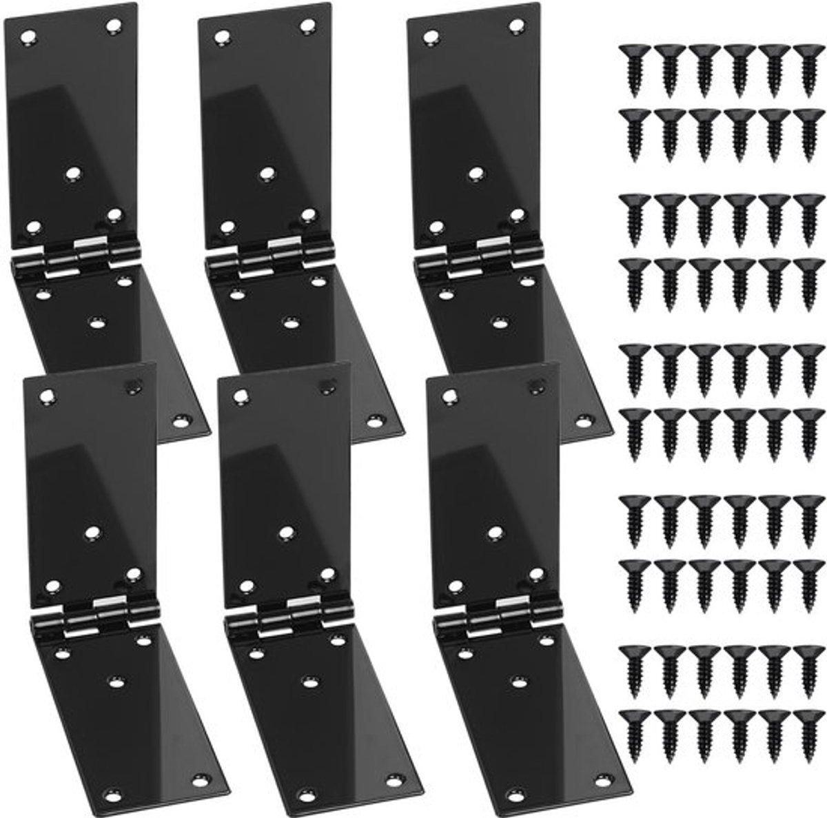 6 stuks krasscharnier, krasscharnier, deurscharnier van hout, deurscharnier, klapscharnier, kratband, kastscharnier voor houten dozen en kasten (200 x 45 mm)