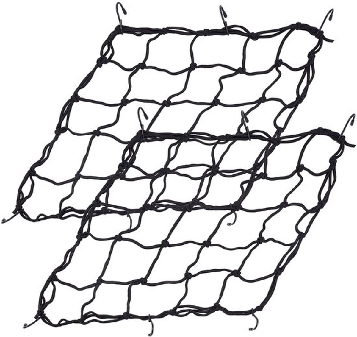 Ladingsnet 2 stuks - Verstelbaar - Rubber - 15 x 15 inch - Uittrekbaar tot 76 x 76 cm - Zwart - Bagagenet