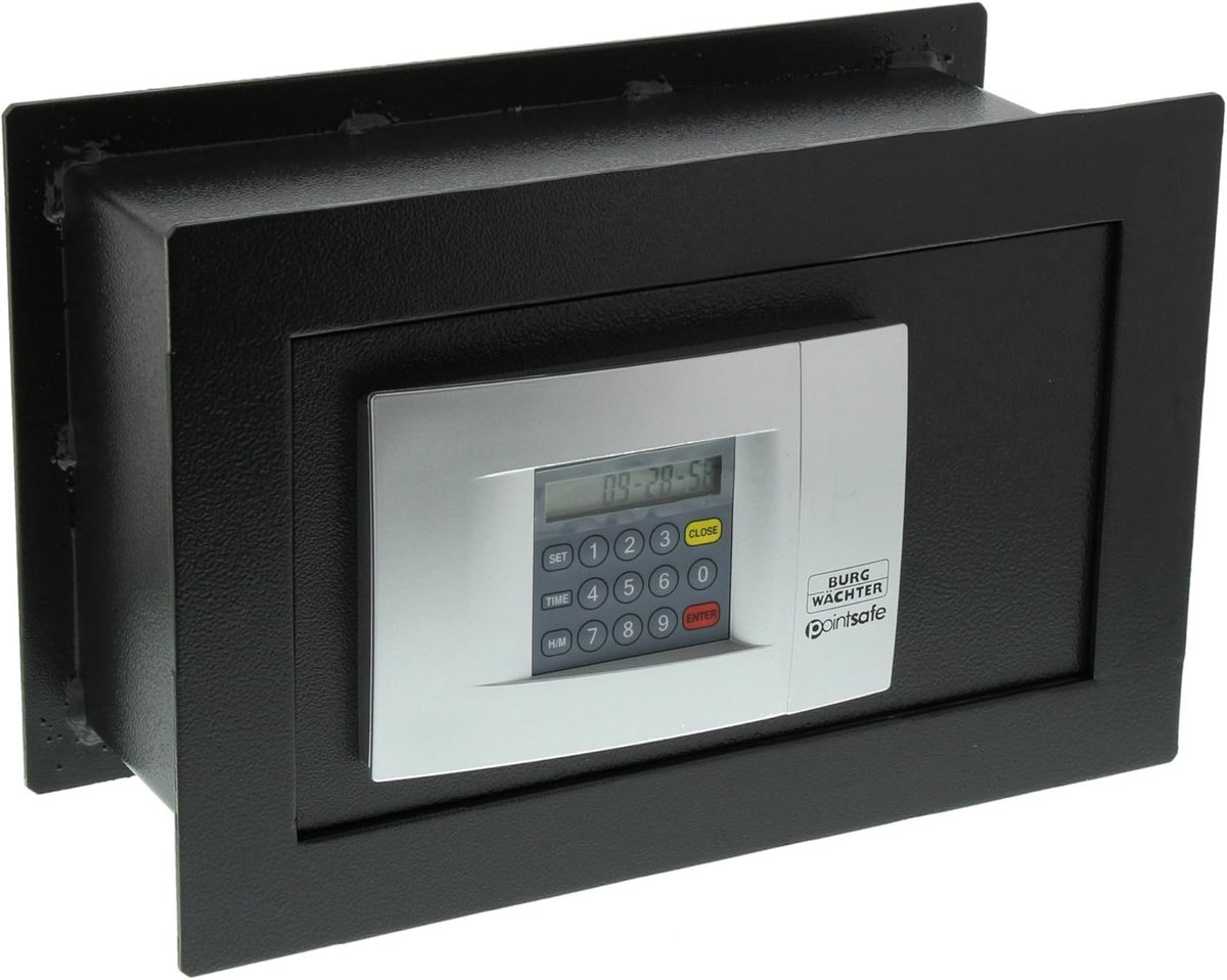 SnelShoppen - Inbouw Kluis met Elektronisch Cijfer slot, Muurkluis, 4.5L, 9.4kg, Zwart, Voor Waardevolle Voorwerpen, Veiligheid, Thuis, Kantoor