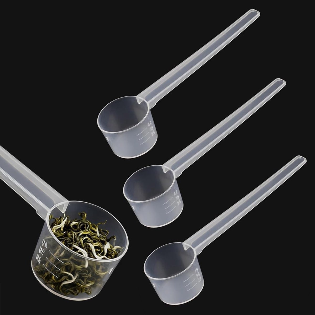 Set van 3 maatlepels met schaalverdeling voor nauwkeurig doseren van ingrediënten, koffie en poeders (2 g, 3 g, 4 g, 5 g)