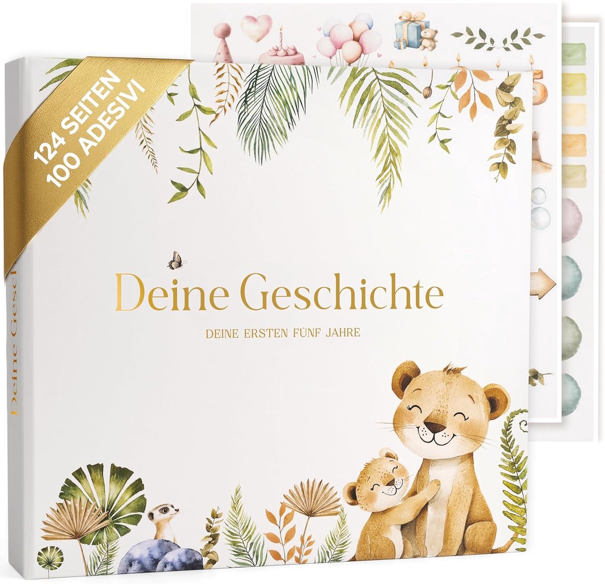 SnelShoppen - Fotoalbum Baby - Babytagebuch voor de Eerste 5 Jaar - 124 Pagina's en 100 Stickers - Herinneringsboek voor Kinderen - Perfect voor Babys