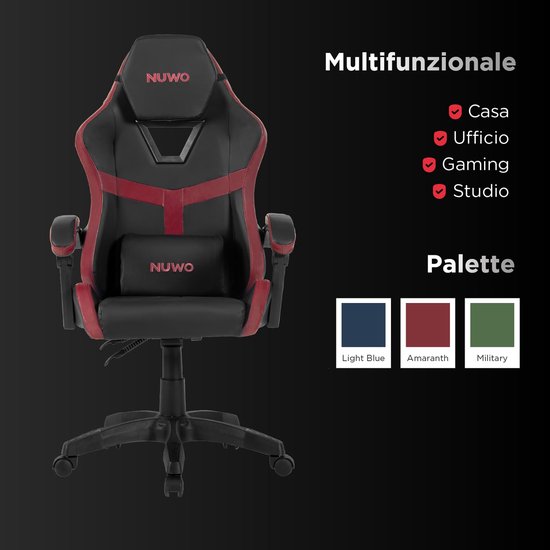 SnelShoppen - Ergonomische Gamingstoel, PC-Stoel, Bureaustoel met Gevoerde Armleuningen, Verstelbare Rugleuning, Hoogte en Lendensteun, Hoofdsteun, Ma van snelshoppen — afbeelding 4