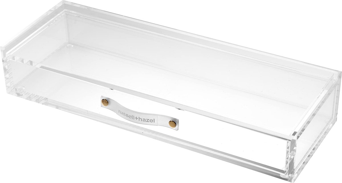 SnelShoppen - Acryl lade organizer voor kantoorbenodigdheden met handvat, helder 11,4 x 30,5 cm x 5,7 cm, praktische opbergoplossing voor bureau en hu
