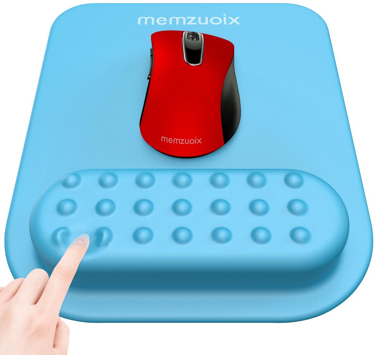 SnelShoppen - Ergonomische muismat met polssteun, traagschuim vulling voor pijnverlichting, antislip PU-basis, laptop & desktop gebruik, blauwe cola d