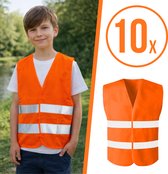 10 STUKS - Kinder Fluovest - Kids Veiligheidsvest - Voor Kinderen - Oranje - Fluo Jas Vest - Veiligheidshesje - 10 STUKS - Fluo Hesje - Fluohesje - Reflecteren - Veiligheidsvestje - Veiligheidshesje - Veiligheidsjas - FLUO ORANJEkids