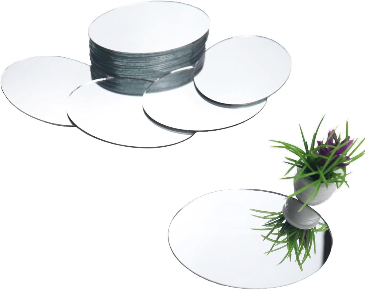 SnelShoppen - 20 Stuks Spiegelglas Tegels, Mini Spiegels voor Wanddecoratie, Cirkel Mozaïek Tegels, DIY Spiegels voor Creatieve Decoraties