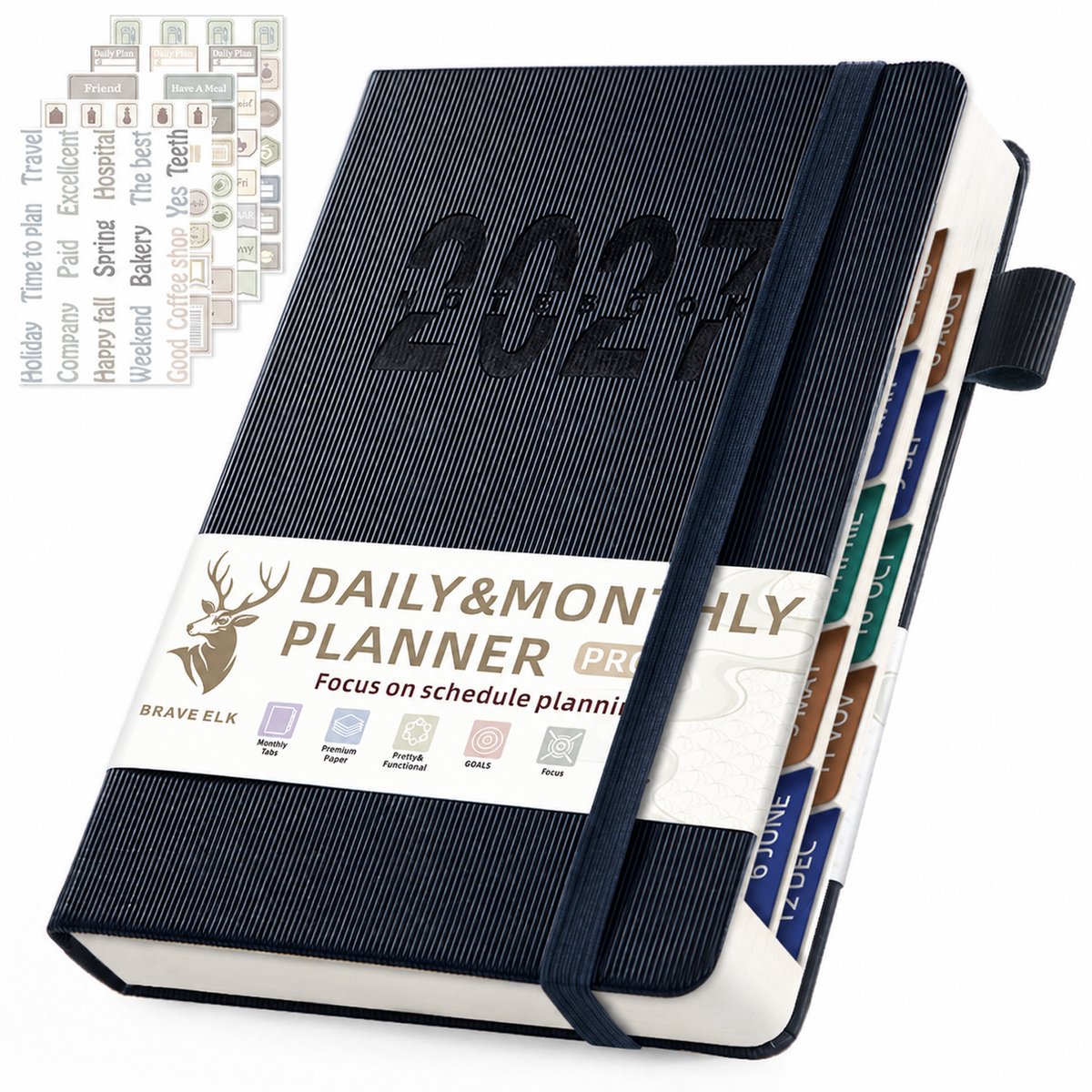 2027 Bureau agenda -Agenda - A5 - 365 pagina's, Tijdmanagement - Blauw- 1 exemplaar