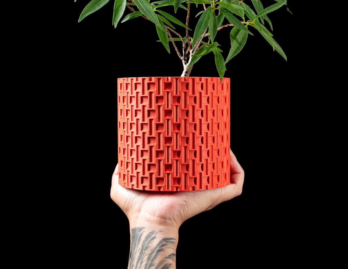 Skushy Tile Bloempot - Moderne Designpot voor Kamerplanten - Sculpturale Plantenpot voor Woonkamer en Kantoor - Premium Woondecoratie