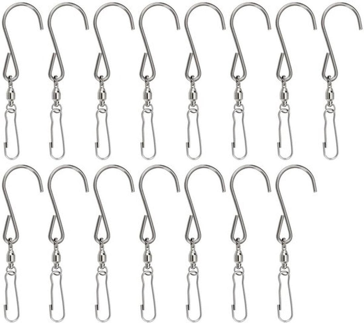Draaibare Haak 360 Graden - RVS - Ophanghaak - Clips - 15 Stuks - 9,3x2,2 cm - Maximaal 6 Pond Gewichtscapaciteit