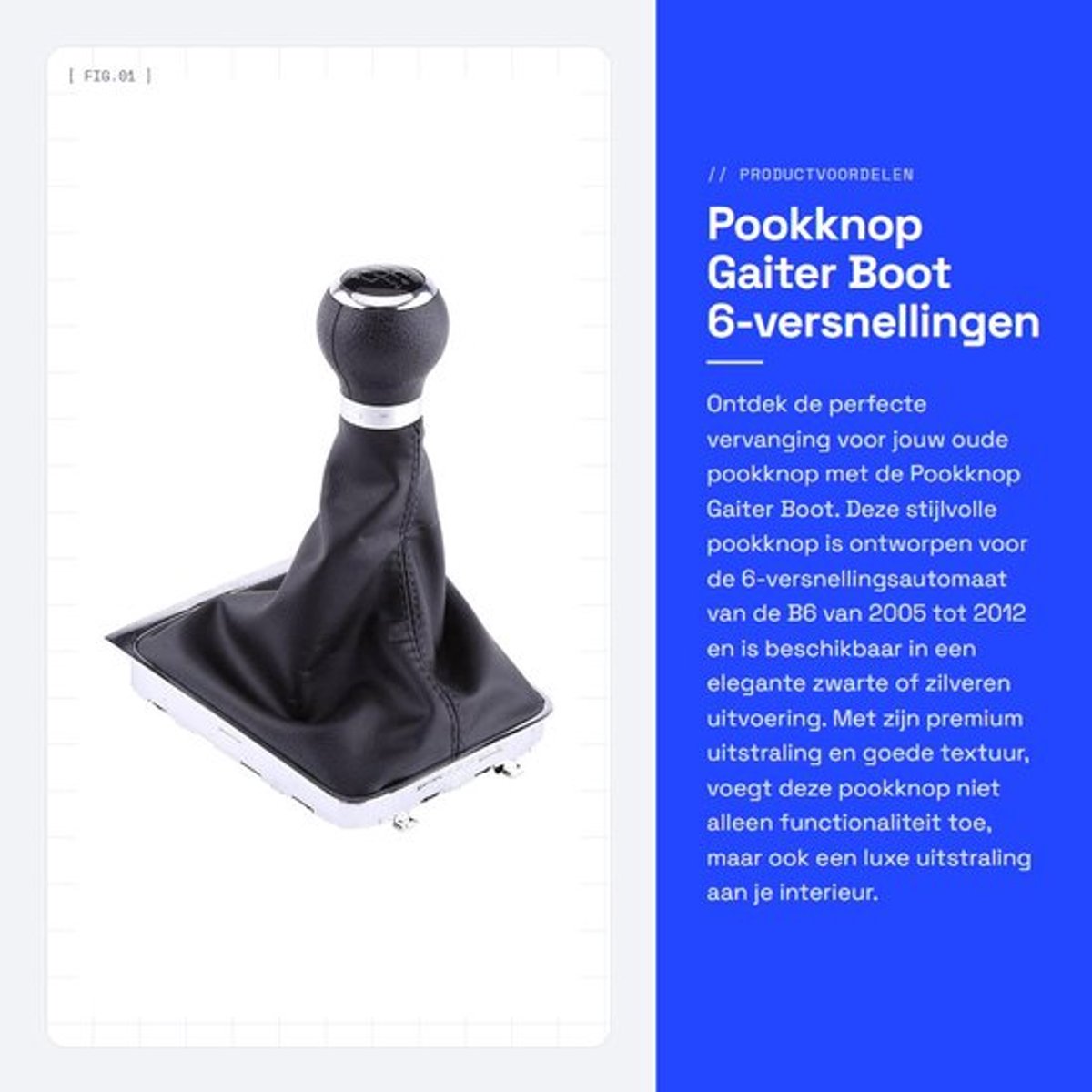 Pookknop Hoogwaardige Kunststof - 6-Versnellingspook - Pookknop Hoes - Eenvoudige Installatie - Stijlvol Ontwerp - Duurzame Grip