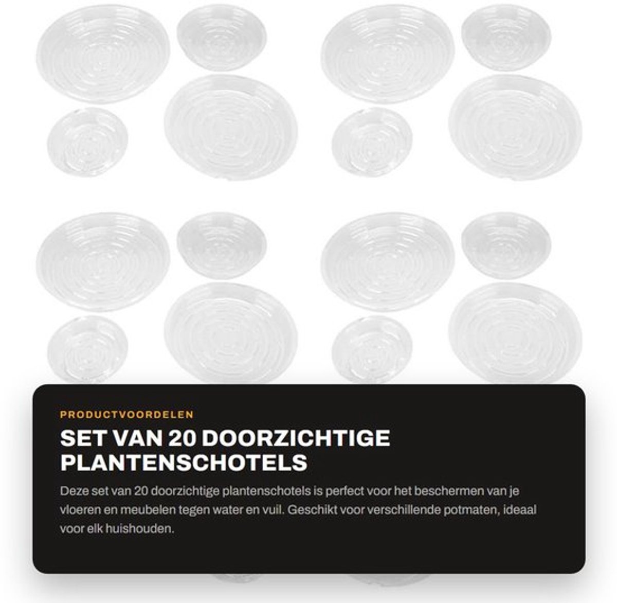 Plantenschotel 20 Stuks - Onderschotel Kunststof - Plantenschotel 6/8/10/12 Inch - Lekbakken voor Planten - Vloerbescherming - Goede Luchtcirculatie - Plantentray