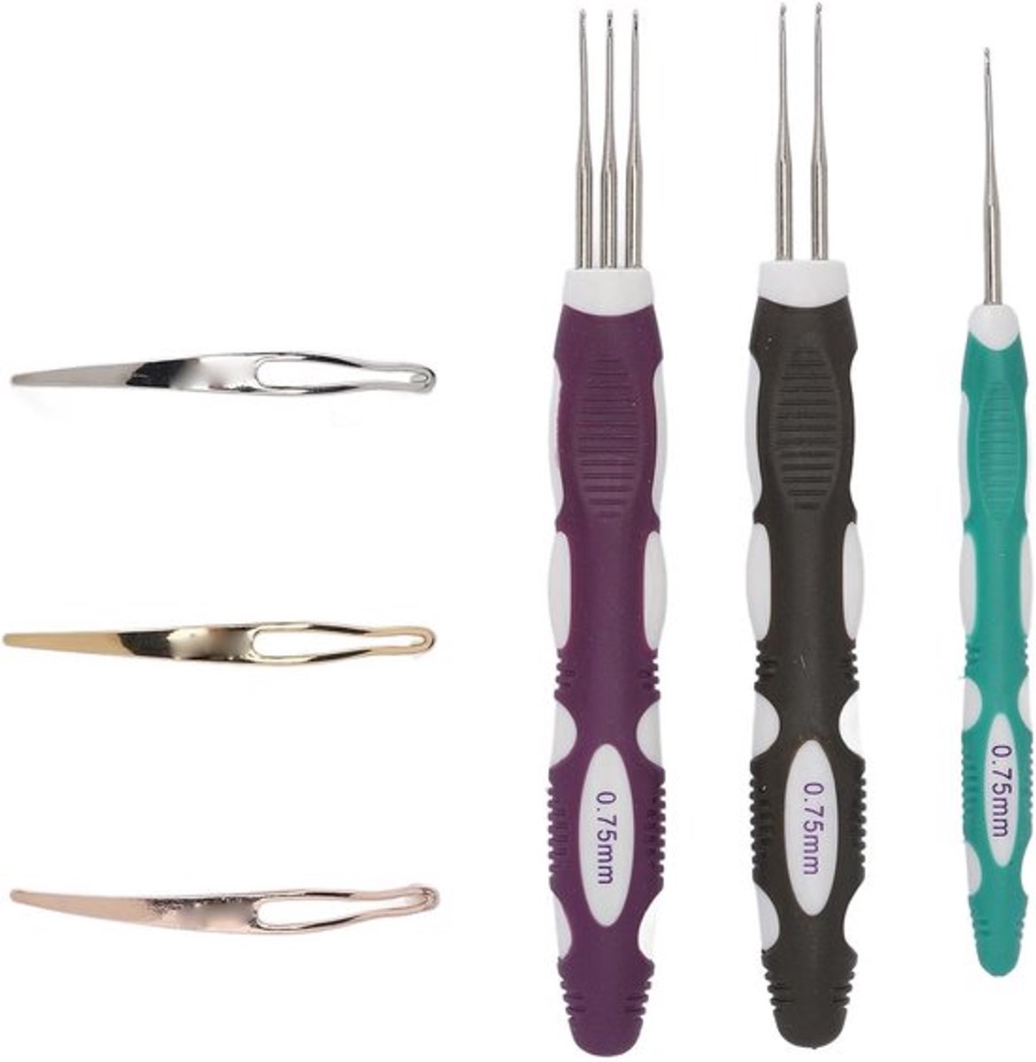 Haakgereedschap Professioneel - Dreadlock Gereedschap - Multifunctioneel - Ergonomische Handgreep - 3 Haakmaten - Geschikt voor Vlechten - Dreadlock Naald