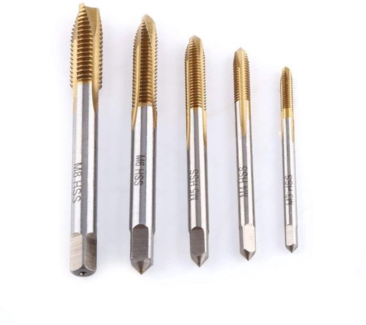 Coated Draad Tap Kit - 5 Stuks M3 tot M8 Schroef Kranen