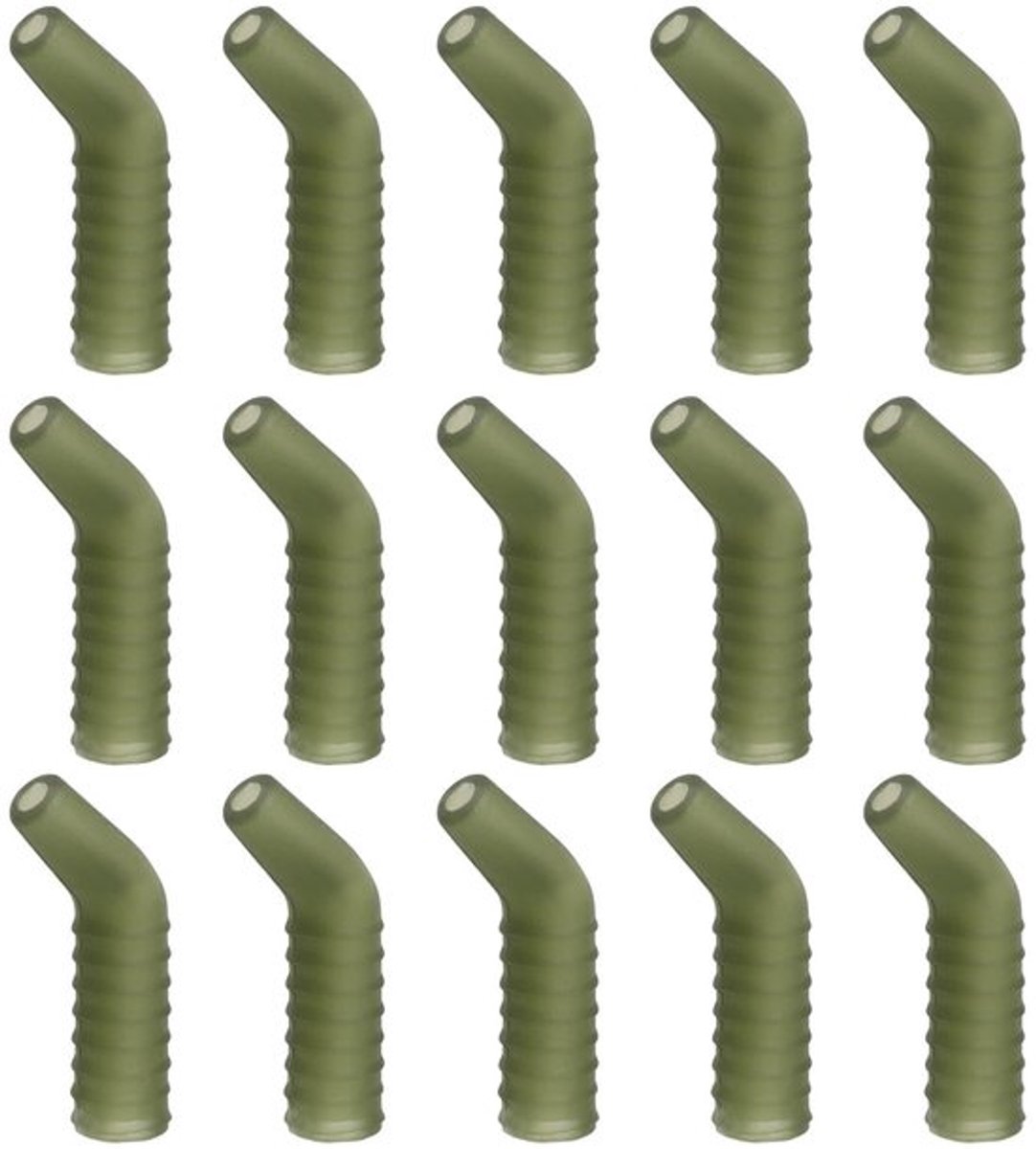 Karper Rigs 30Pcs - Flexi Rubber - Haak Kickers - Rig Aligners - Ronnie Rig - Terminal Visgerei - Natuurlijke Groen - Visrig