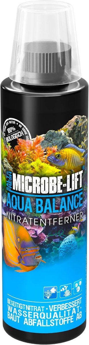 SnelShoppen - MICROBE-LIFT Aqua Balance - Aquarium Waterzuiveraar voor Zoet- en Zoutwater, Vermindert Waterwissels, Verwijdert Nitraat, 2200L, 100% Or