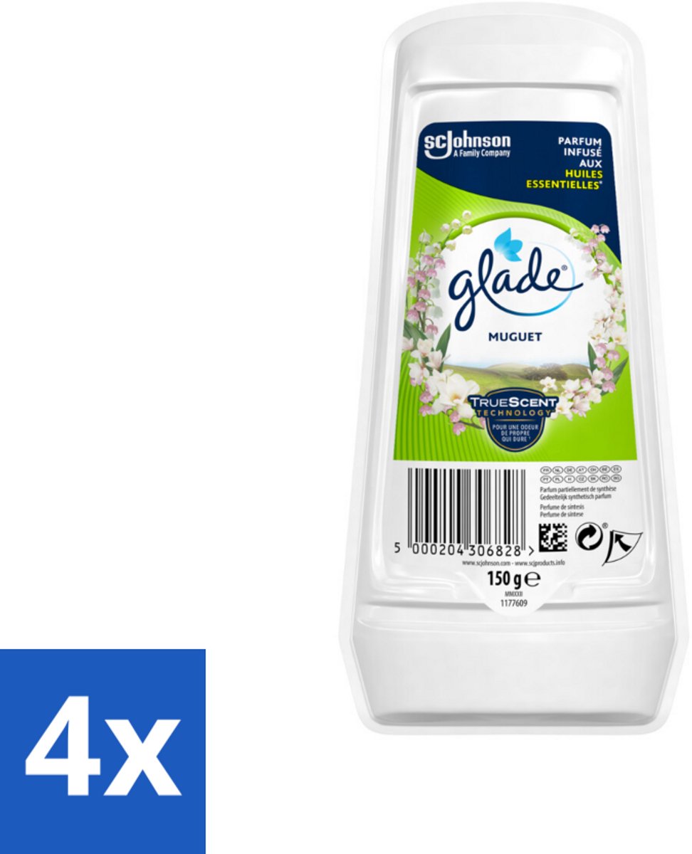 4 x Glade – Luchtverfrisser Gel – Muguet – 150 g - Luchtverfrisser - Geur - Muguet - Bloemige Geur - Frisse Geur