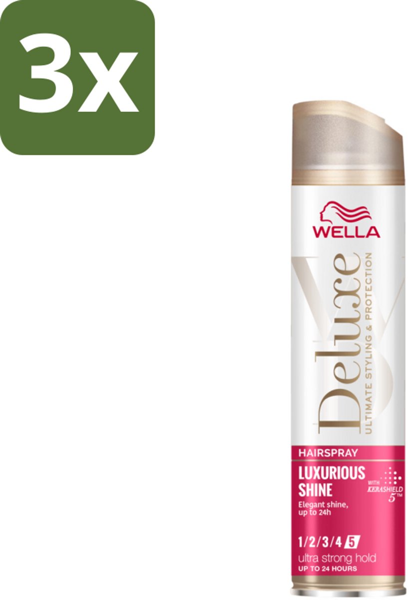 3 x Wella – Deluxe Luxurious Shine – Haarspray – 250 ml - Haarspray - Glans - UV Bescherming - Anti-pluis - Hittebescherming